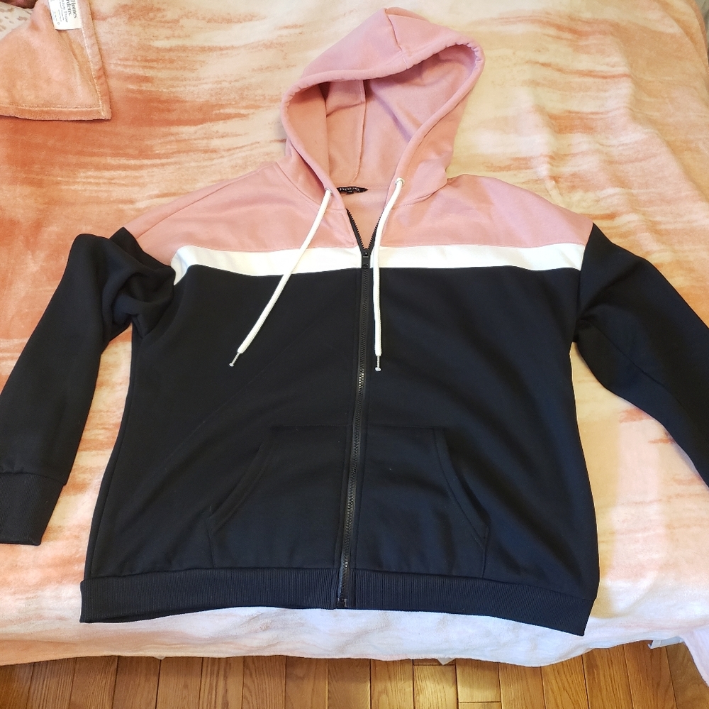 bebe sport Pink Zip Up Jacket Hoodie Athleisure
